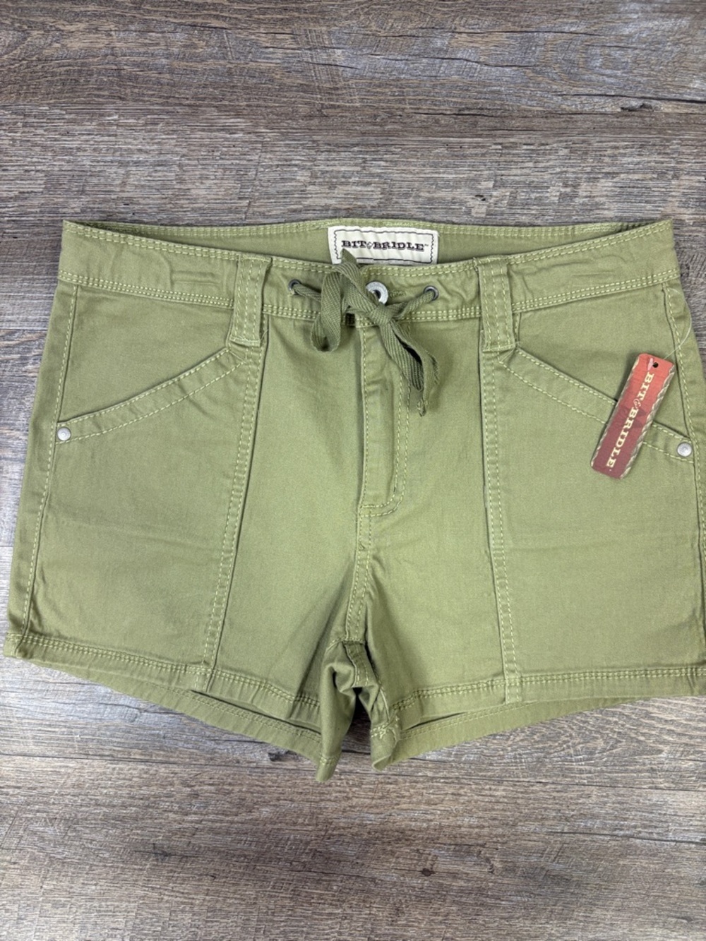 ✨ Bit & Bridle Olive Green Utility Shorts | Stretch Cotton | Size 10